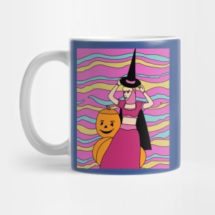 Flying Witch On A Broomstick With A Hat Mug